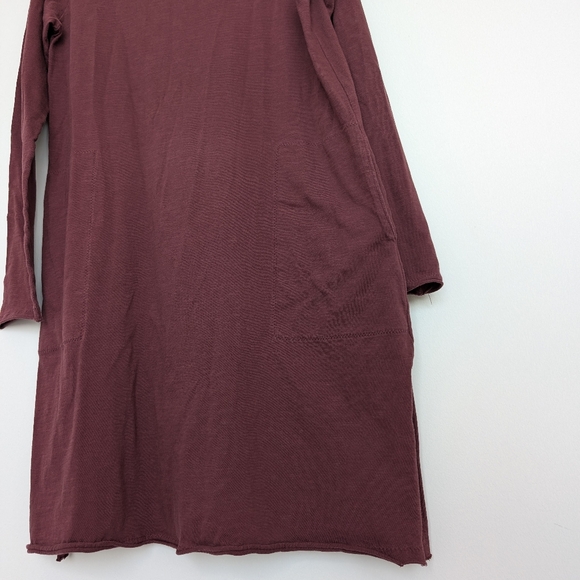 Gudrun Sjoden 100% Organic Cotton Maroon Long Sleeve Pocket Dress Lagenlook Sz M - Picture 4 of 16